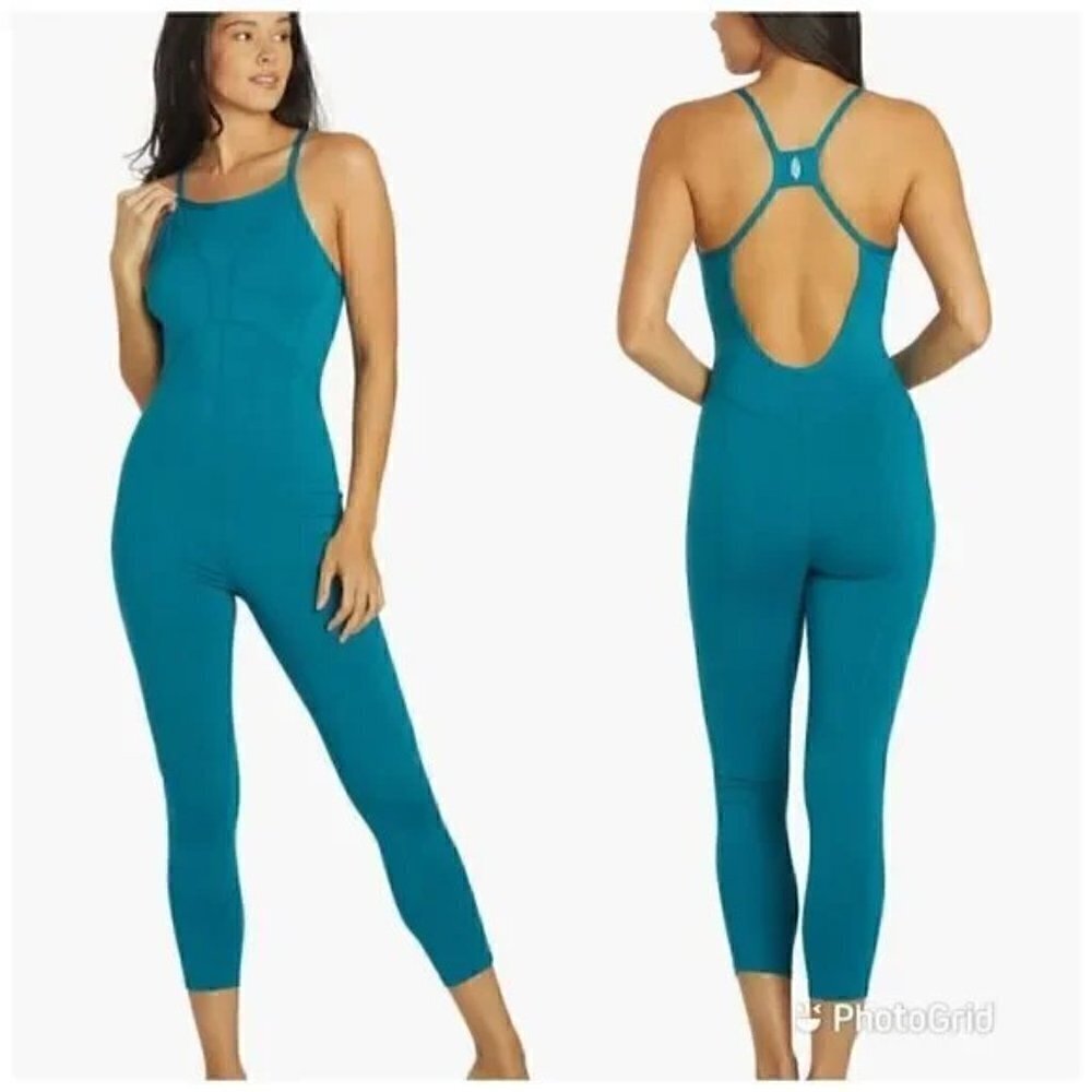 Free People Movement Ashford Side to Side Jumpsuit Blue Peacock Size XS